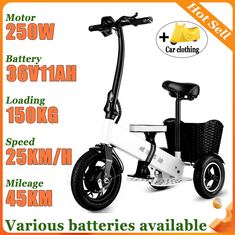Folding Electric Scooter - Tricycle électrique adulte Portable pliant Parent-enfant
